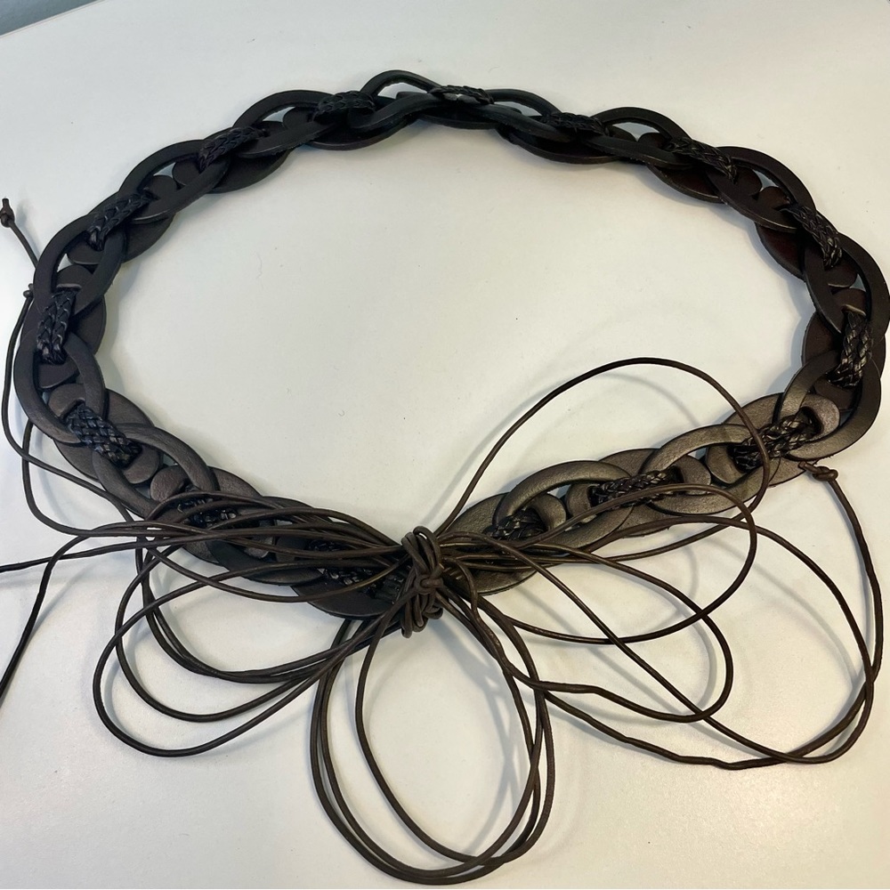 Express Dark Brown Loop Braided Leather Belt Size S